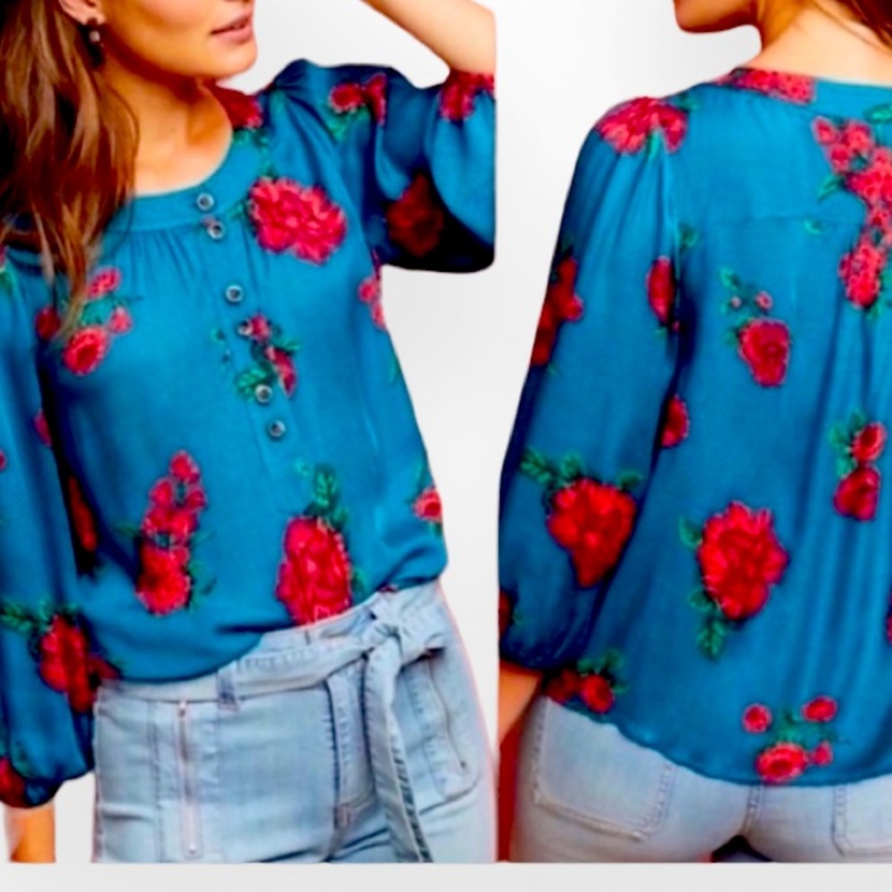 Maeve Anthropologie Kalas Henley Blouse XS - Picture 3 of 11